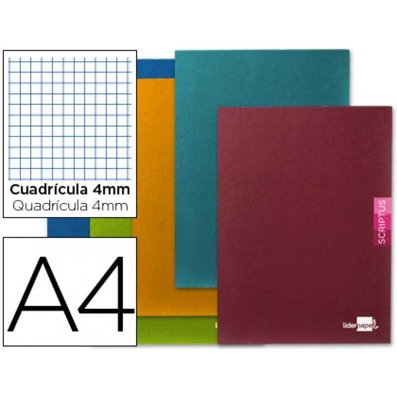 Libreta liderpapel scriptus a4 48 hojas 90g/m2 cuadro 4mm con margen