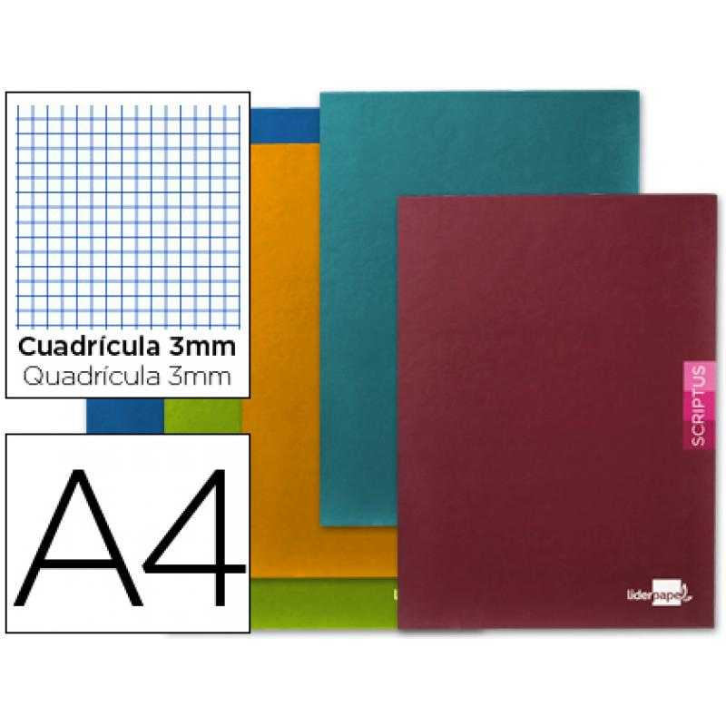 Libreta liderpapel scriptus a4 48 hojas 90g/m2 cuadro 3mm con margen