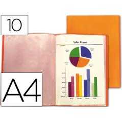 Carpeta liderpapel escaparate 47481 10 fundas polipropileno traslucida din a4 naranja frosty