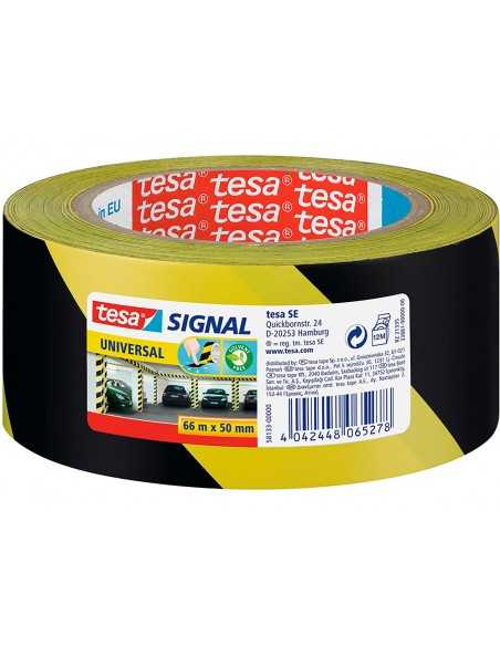 Cinta adhesiva tesa de seguridad amarilla y negra polipropileno 66 mt x 50 mm Cinta adhesiva tesa de seguridad amarilla y negra polipropileno 66 mt x 50 mm