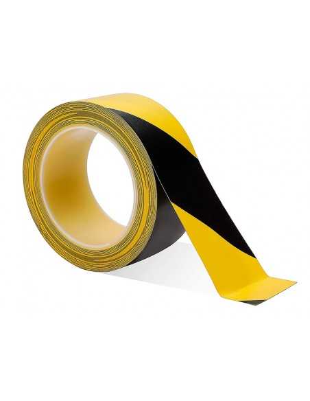 Cinta adhesiva tesa de seguridad amarilla y negra polipropileno 66 mt x 50 mm Cinta adhesiva tesa de seguridad amarilla y negra polipropileno 66 mt x 50 mm