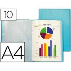 Carpeta liderpapel escaparate 47482 10 fundas polipropileno din a4 azul translucido