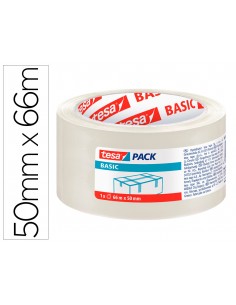 Cinta adhesiva tesa transparente basic 66 mt x 50 mm para embalaje