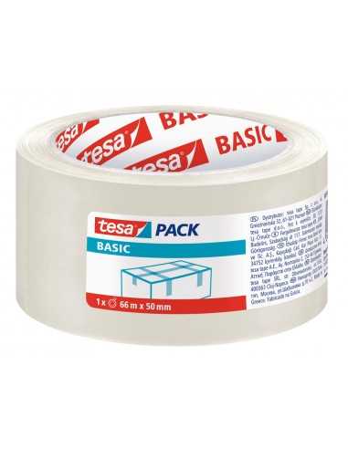Cinta adhesiva tesa transparente basic 66 mt x 50 mm para embalaje