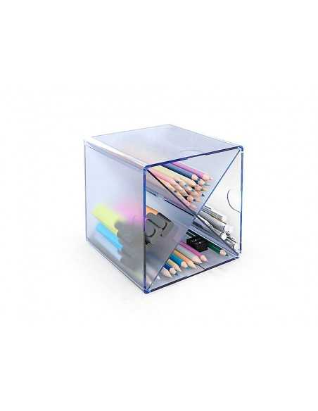 Archicubo archivo 2000 aspa organizador modular apilable plastico azul tpe 150x150x150 mm incluye 2 clips de sujecion