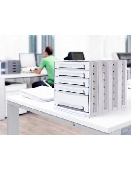 Fichero cajones de sobremesa archivo 2000 305x370x215 mm bandeja organizadora superior 5 cajones gris opaco