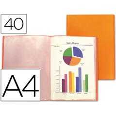 Carpeta liderpapel escaparate 47051 40 fundas polipropileno traslucida din a4 naranja frosty