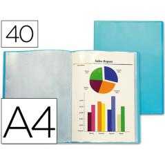 Carpeta liderpapel escaparate 47052 40 fundas polipropileno din a4 azul translucido