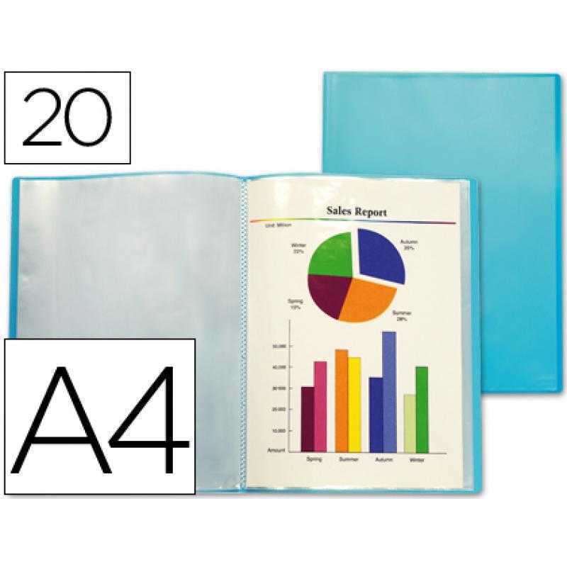Carpeta liderpapel escaparate 47042 20 fundas polipropileno din a4 azul translucido