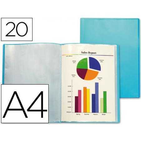 Carpeta liderpapel escaparate 47042 20 fundas polipropileno din a4 azul translucido