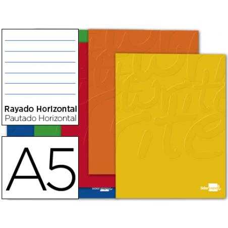 Libreta liderpapel smart a5 80 hojas 60g/m2 horizontal con doble margen colores surtidos tapa blanda