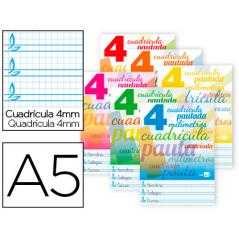 Libreta liderpapel pautaguia tapa cartoncillo 32 hojas din a5 70 g cuadriculado pautado 4 mm