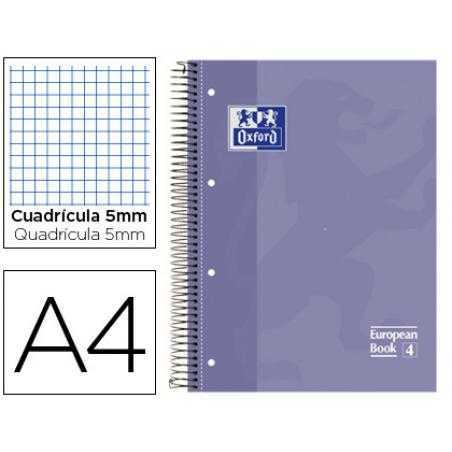 Bloc espiral oxford tapa extradura microperforado din a4 80 hojas cuadros 5mm -color lila