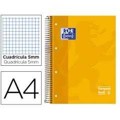 Bloc espiral oxford tapa extradura microperforado din a4 80 hojas cuadros 5mm color amarillo