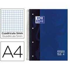 Bloc espiral oxford tapa extradura microperforado din a4 80 hojas cuadros 5mm color azul