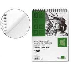 Bloc dibujo liderpapel esbozos espiral a3 297x420mm 100 hojas 90gr/m2 sin recuadro