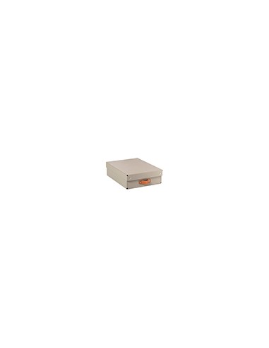 Caja de almacenaje leitz carton mediana baja con asa de piel color beige pack de 2 unidades