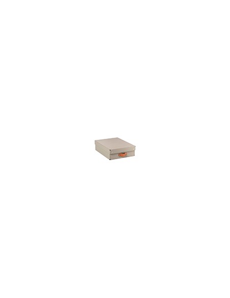 Caja de almacenaje leitz carton mediana baja con asa de piel color beige pack de 2 unidades