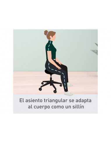 Taburete leitz ergo con asiento triangular 5 ruedas giratorias regulable en altura hasta 59 cm negro