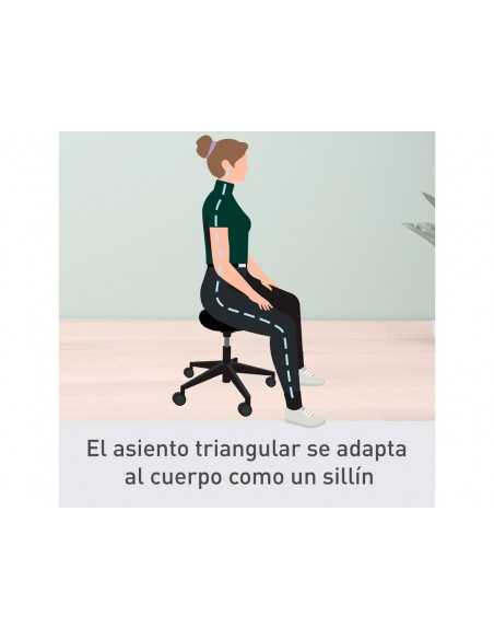 Taburete leitz ergo con asiento triangular 5 ruedas giratorias regulable en altura hasta 59 cm negro Taburete leitz ergo con asiento triangular 5 ruedas giratorias regulable en altura hasta 59 cm negro