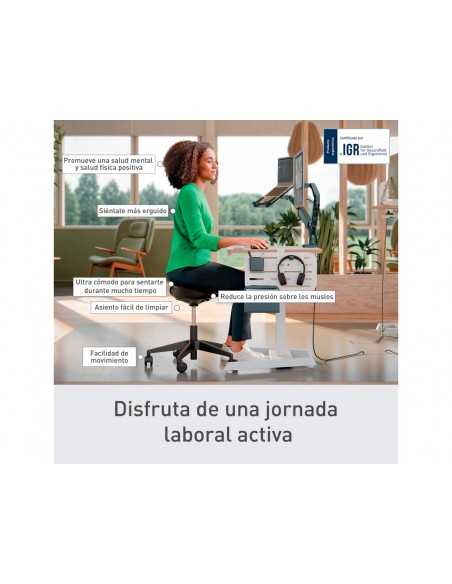 Taburete leitz ergo con asiento triangular 5 ruedas giratorias regulable en altura hasta 59 cm negro Taburete leitz ergo con asiento triangular 5 ruedas giratorias regulable en altura hasta 59 cm negro