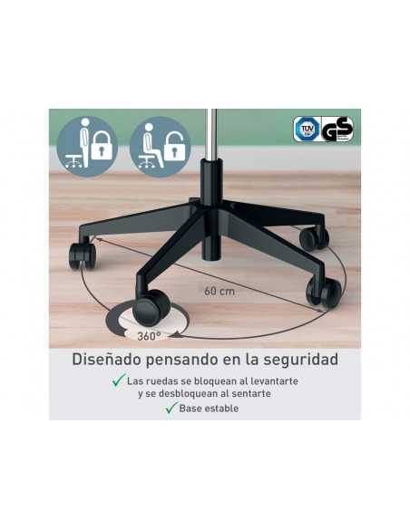Taburete leitz ergo con asiento triangular 5 ruedas giratorias regulable en altura hasta 59 cm negro Taburete leitz ergo con asiento triangular 5 ruedas giratorias regulable en altura hasta 59 cm negro