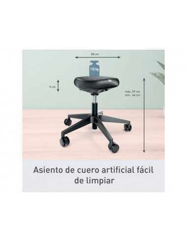 Taburete leitz ergo con asiento triangular 5 ruedas giratorias regulable en altura hasta 59 cm negro