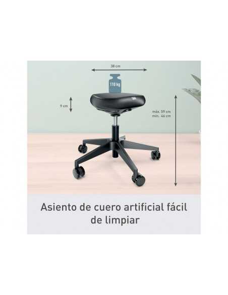 Taburete leitz ergo con asiento triangular 5 ruedas giratorias regulable en altura hasta 59 cm negro Taburete leitz ergo con asiento triangular 5 ruedas giratorias regulable en altura hasta 59 cm negro