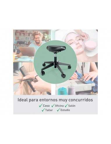 Taburete leitz ergo con asiento triangular 5 ruedas giratorias regulable en altura hasta 59 cm negro
