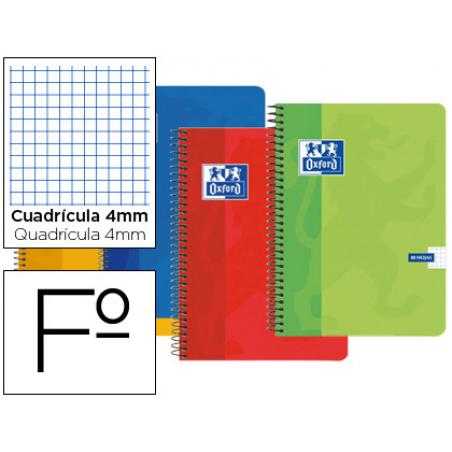 Bloc espiral oxford cartoncillo folio 80 hojas cuadros 4 mm