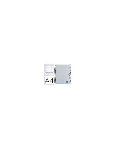 Cuaderno espiral liderpapel a4 micro executive tapa plastico 100h 80 gr cuadro 5mm 5 separadores con gomilla plata