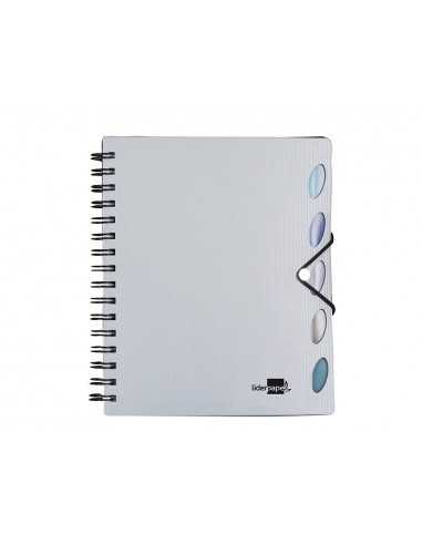 Cuaderno espiral liderpapel a4 micro executive tapa plastico 100h 80 gr cuadro 5mm 5 separadores con gomilla plata