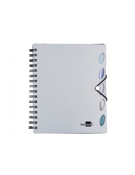 Cuaderno espiral liderpapel a4 micro executive tapa plastico 100h 80 gr cuadro 5mm 5 separadores con gomilla plata