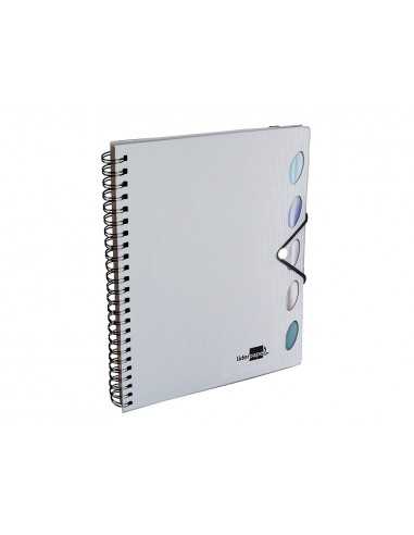 Cuaderno espiral liderpapel a4 micro executive tapa plastico 100h 80 gr cuadro 5mm 5 separadores con gomilla plata