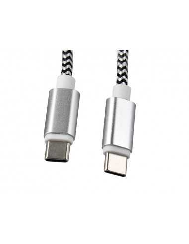 Cable usb-c a usb-c q-connect nailon longitud 1m blanco