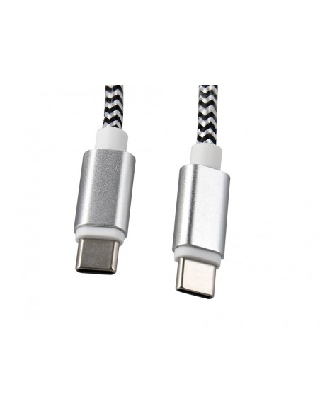 Cable usb-c a usb-c q-connect nailon longitud 1m blanco