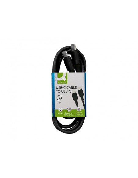 Cable usb-c a usb-c q-connect pvc longitud 1m negro