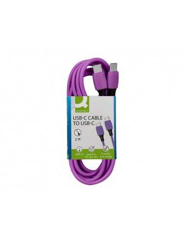 Cable usb-c a usb-c q-connect pvc longitud 2m morado