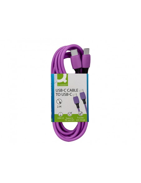 Cable usb-c a usb-c q-connect pvc longitud 2m morado
