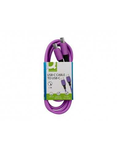 Cable usb-c a usb-c q-connect pvc longitud 1m morado