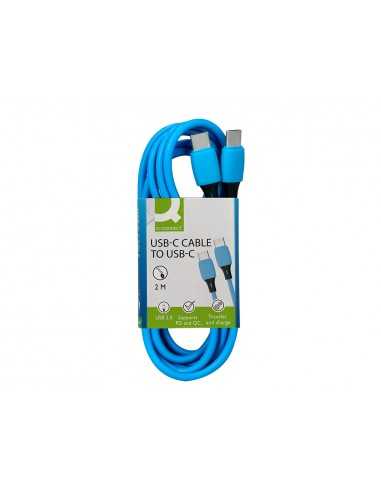 Cable usb-c a usb-c q-connect pvc longitud 2m azul