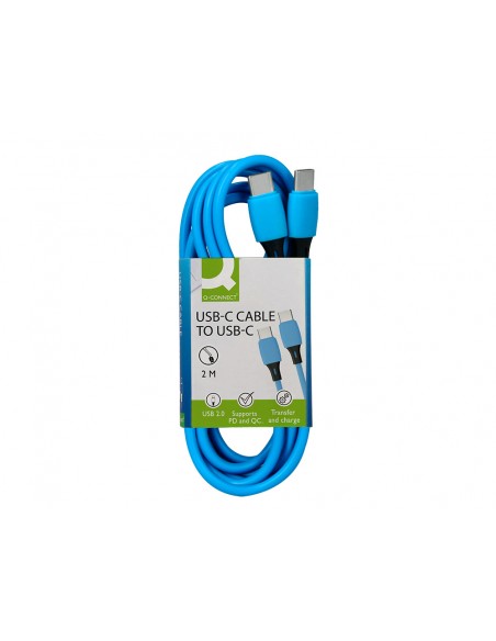 Cable usb-c a usb-c q-connect pvc longitud 2m azul