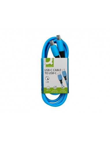 Cable usb-c a usb-c q-connect pvc longitud 1m azul