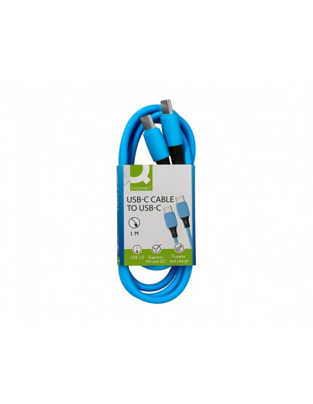 Cable usb-c a usb-c q-connect pvc longitud 1m azul
