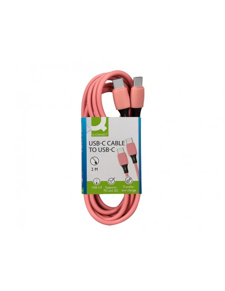 Cable usb-c a usb-c q-connect pvc longitud 2m rosa Cable usb-c a usb-c q-connect pvc longitud 2m rosa