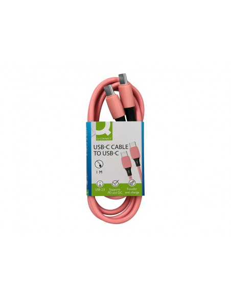 Cable usb-c a usb-c q-connect pvc longitud 1m rosa