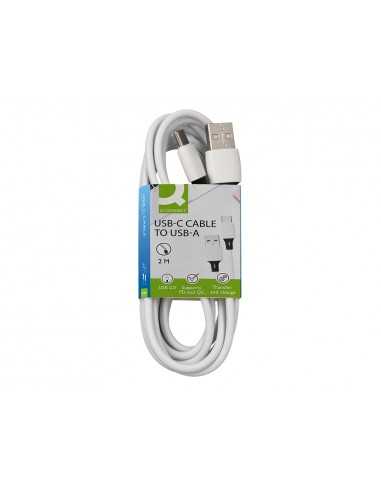 Cable usb-c a usb-a q-connect pvc longitud 2m blanco