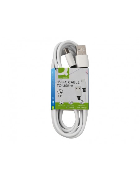 Cable usb-c a usb-a q-connect pvc longitud 2m blanco Cable usb-c a usb-a q-connect pvc longitud 2m blanco