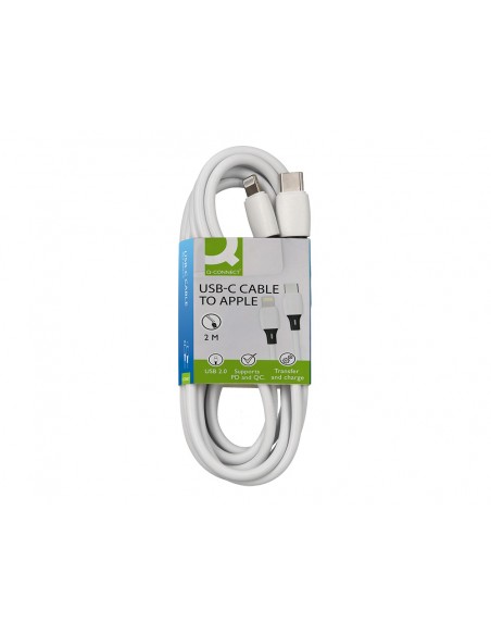 Cable usb-c a apple q-connect pvc longitud 2m blanco Cable usb-c a apple q-connect pvc longitud 2m blanco
