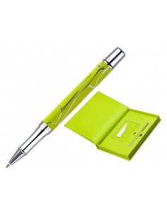 Boligrafo y wallet belius cocktails margarita aluminio verde lima plateado relieve tinta color azul caja de